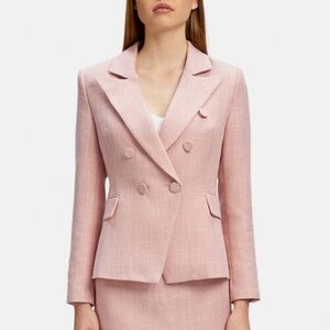 Bardot  Emilie Wrap Front Blazer In Pink Boucle Fabric XS Double Breasted